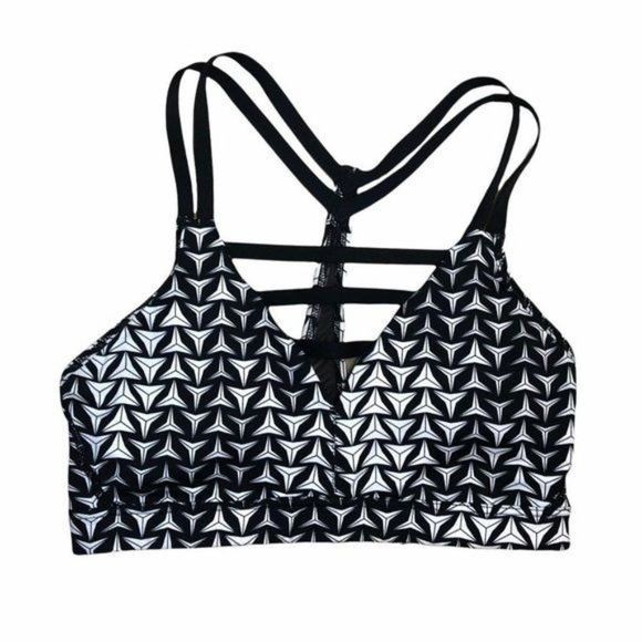 Victoria Secret Sport | Black & White Geometric Print Strappy Sports Bra | XS - Picture 1 of 8